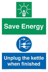Save Energy, Unplug the kettle when finished